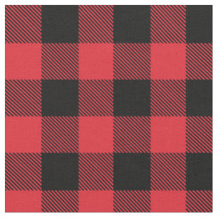 Rustic Black Red Buffalo Plaid  Fabric