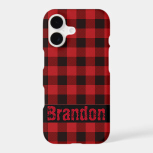 Rustic Black red buffalo plaid -monogrammed