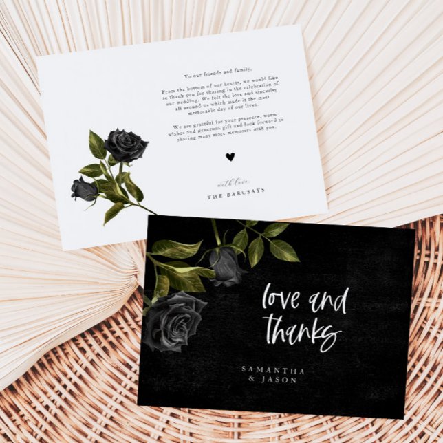 Rustic Black Rose Halloween Wedding Thank You Card (Creator Uploaded)