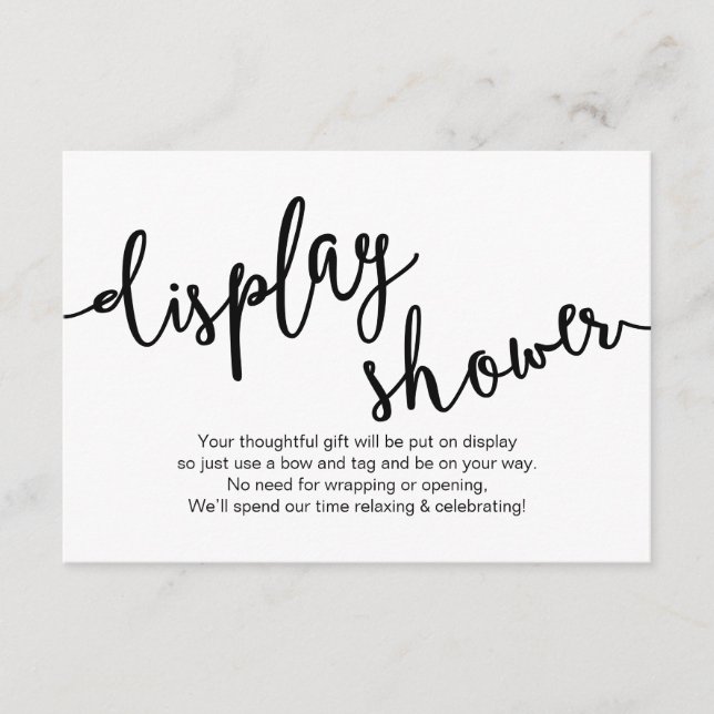 Rustic Black Scrip, Display Shower Enclosure Card (Front)