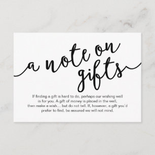 Rustic Black Script, A note on gifts Enclosure Card