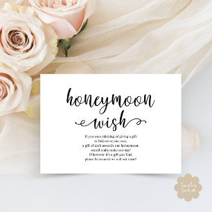 Rustic black script, Wedding Honeymoon Wish Fund Enclosure Card