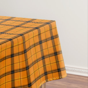 Rustic Black Tartan Lines Orange Scottish Plaid Tablecloth