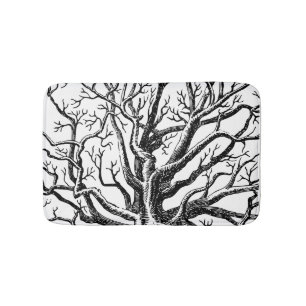 Rustic Black & White Abstract Tree Branches  Bath Mat