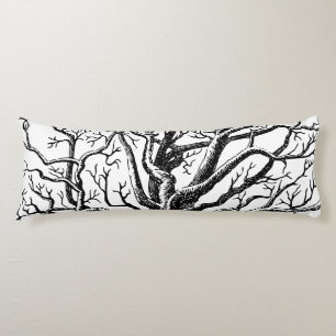 Rustic Black & White Abstract Tree Branches Body Cushion