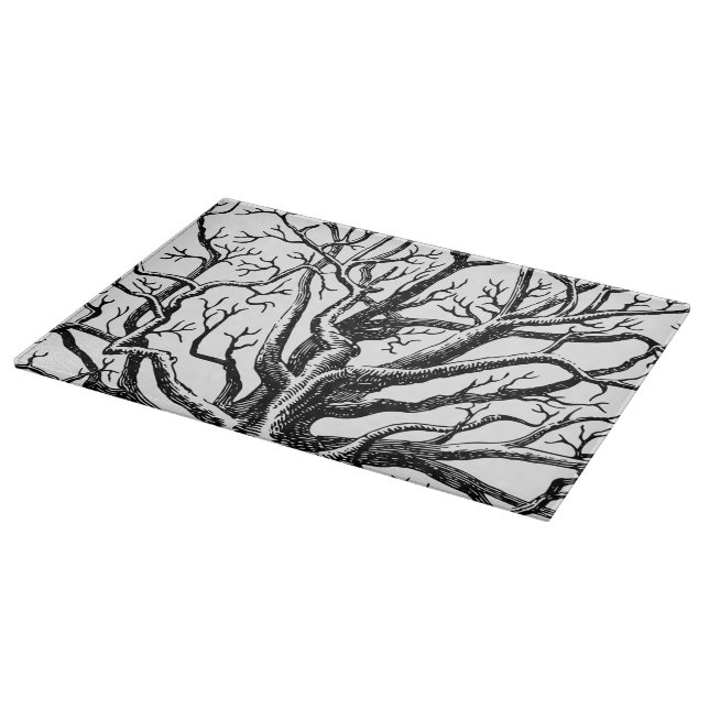 Rustic Black & White Abstract Tree Branches  Cutting Board (Corner)