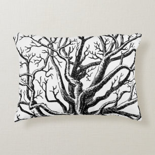 Rustic Black & White Abstract Tree Branches Decorative Cushion