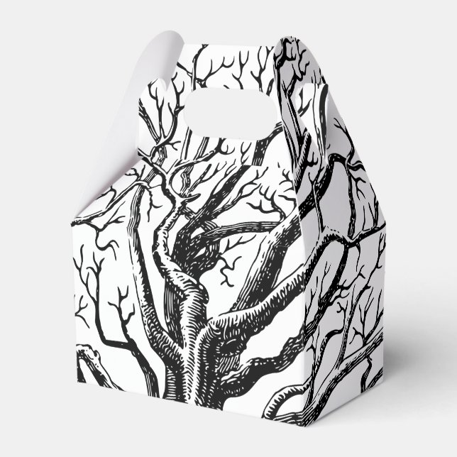 Rustic Black & White Abstract Tree Branches  Favour Box (Front Side)