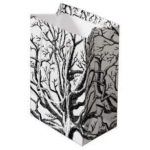 Rustic Black & White Abstract Tree Branches  Medium Gift Bag