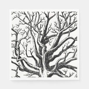 Rustic Black & White Abstract Tree Branches Napkin