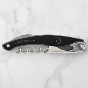 Rustic Black & White Antler Custom Groomsmen Gift Corkscrew
