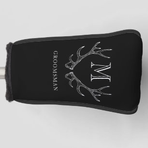 Rustic Black & White Antler Custom Groomsmen Gift Golf Head Cover