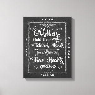 Rustic Black White Chalk Mother Child Canvas Print
