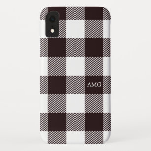 Rustic Black & White Chequered Tartan Plaid iPhone XR Case