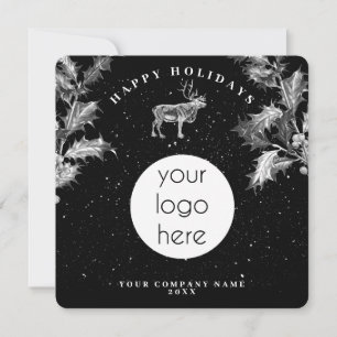 Rustic Black White Holiday Business Logo Christmas