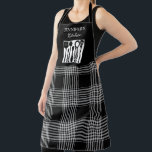 Rustic black white plaid monogram name kitchen apron<br><div class="desc">Rustic black white buffalo plaid monogram name kitchen Apron.
You can add your own name and text to personalize.</div>