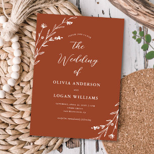 Rustic Black & White Wildflower Boho Wedding Invitation