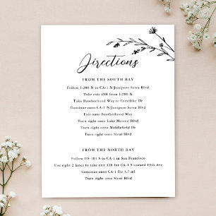 Rustic Black & White Wildflower Wedding Enclosure Invitation