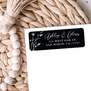 Rustic Black Wildflower Wedding Return Address