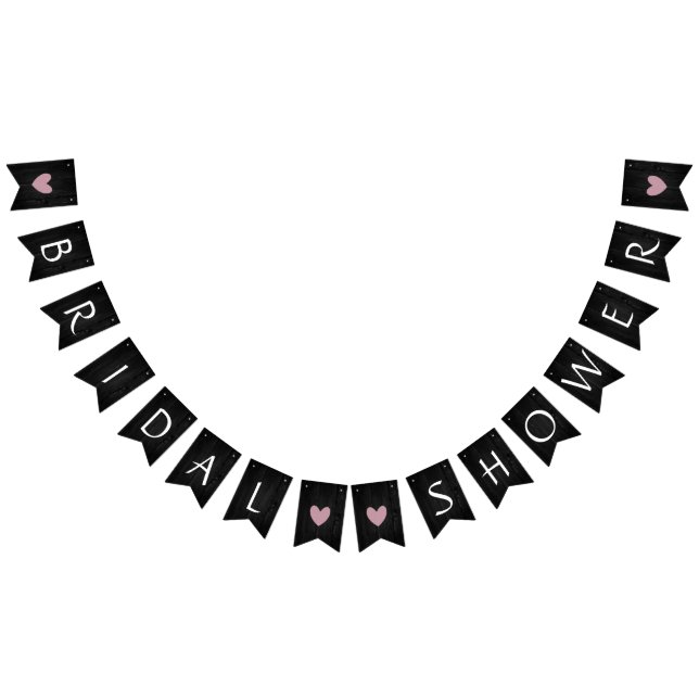 Rustic Black Wood Bridal Shower Decor Banner (All)