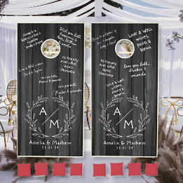 Rustic Black Wood Monogrammed Initials Wedding