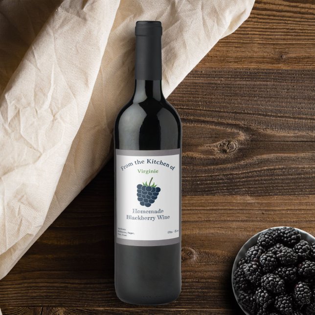 Rustic Blackberry Wine Bottle Label Sticker (Rustic Blackberry Wine Bottle Label Sticker)