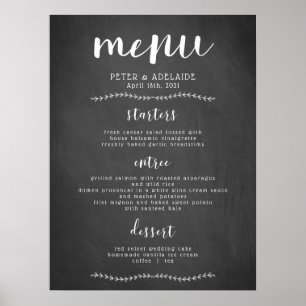 Rustic Blackboard Wedding Menu Sign/ Poster