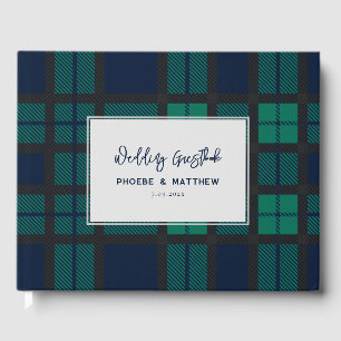 Rustic Blackwatch Script Wedding Tartan Guest Book