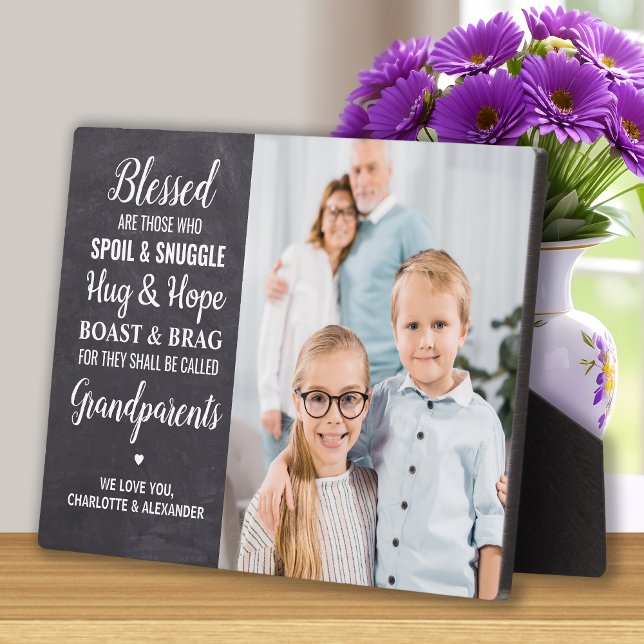 Rustic Blessed Grandparents Personalised Photo Plaque (Creator Uploaded)