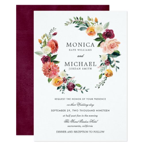Image of Rustic Bloom | Autumn Floral Wreath wedding Invitation