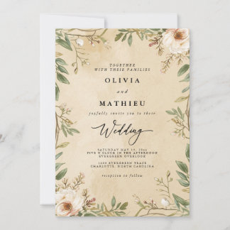Rustic Bloom Botanical Wedding Invitation