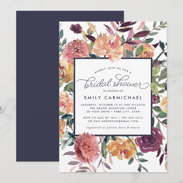 Rustic Bloom Bridal Shower Invitation (Front/Back)