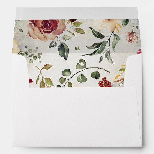 Rustic Bloom Burgundy Blush and Ivory Fall Envelope (Back (Bottom))