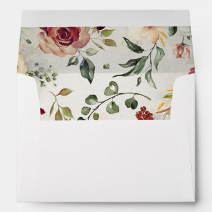 Rustic Bloom Burgundy Blush and Ivory Fall Envelope