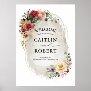 Rustic Bloom Elegant Fall Wedding Poster