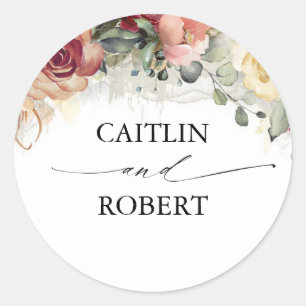 Rustic Bloom Fall Wedding Classic Round Sticker
