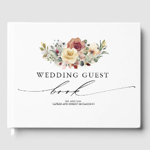 Rustic Bloom Floral Fall Elegant Wedding Guest Book