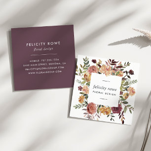 Rustic Bloom   Floral Frame Square Business Card