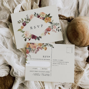 Rustic Bloom Floral Wedding Meal Choice RSVP Postcard
