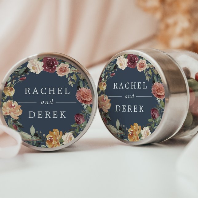 Rustic Bloom | Floral Wreath Wedding Classic Round Sticker (Creator Uploaded)
