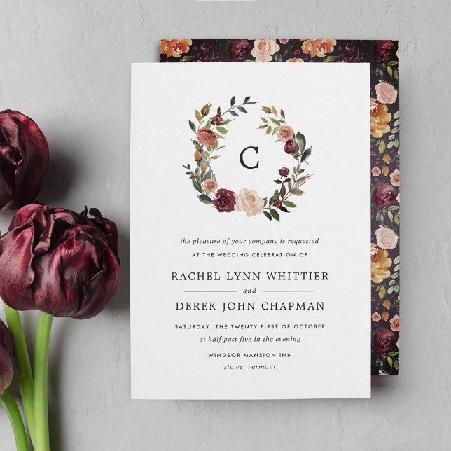 Rustic Bloom Monogram Wedding Invitation (Creator Uploaded)