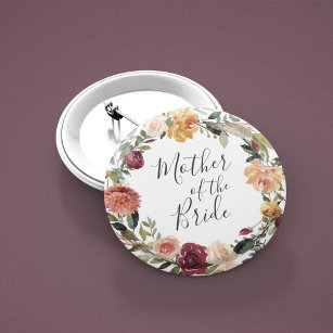 Rustic Bloom Mother of the Bride 6 Cm Round Badge