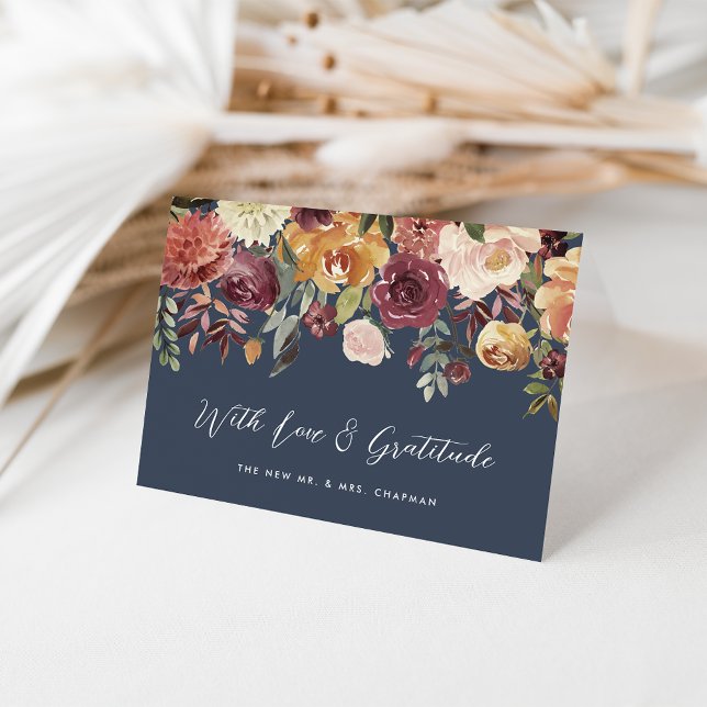 Rustic Bloom Personalised Wedding Thank You Card (Creator Uploaded)
