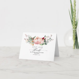 Rustic Bloom Pink Gold Foliage Thank You Card