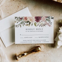 Rustic Bloom RSVP Card with Meal Choice