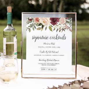 Rustic Bloom Signature Cocktail Menu Sign