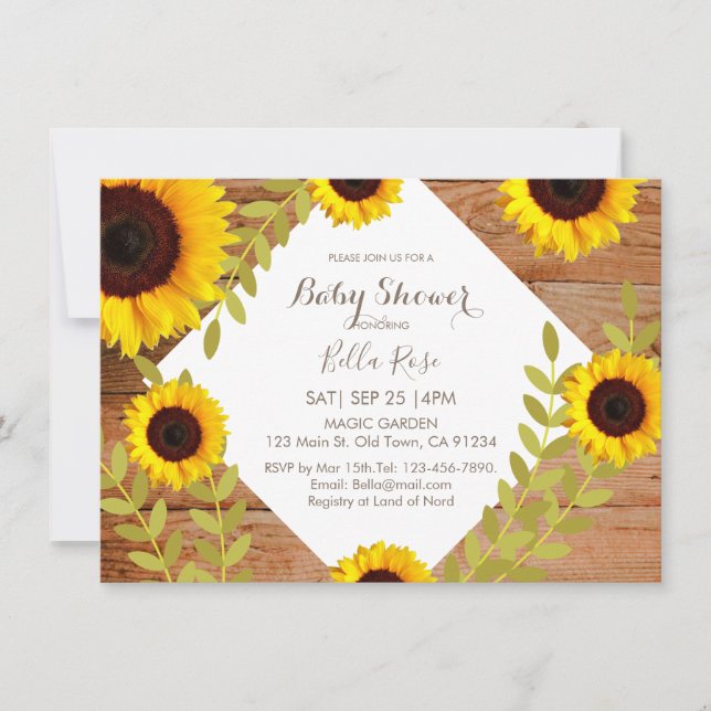 Rustic Bloom Sunflower Baby Shower invitation (Front)