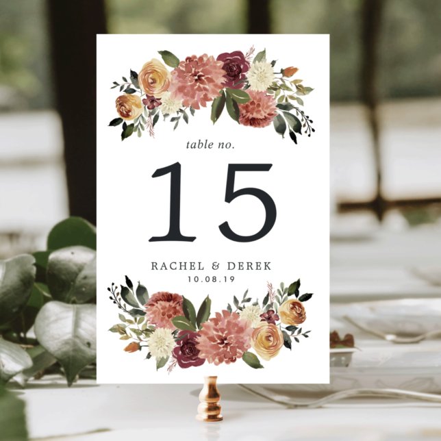 Rustic Bloom Table Number Card (Creator Uploaded)