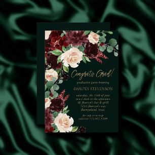 Rustic Bloom   Terracotta and Marsala Graduation Invitation