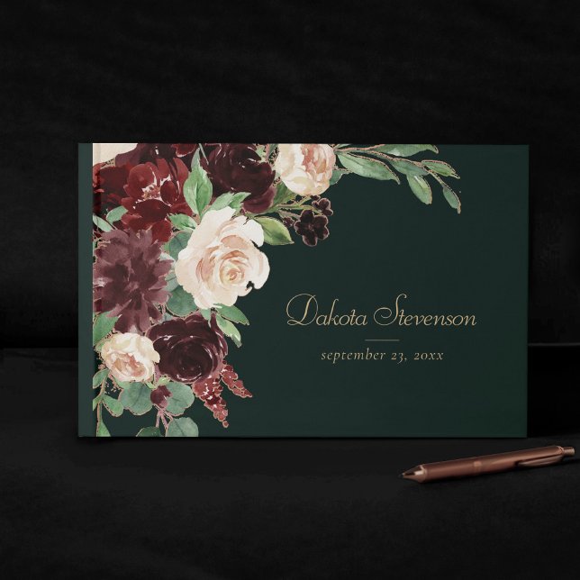 Rustic Bloom | Terracotta and Marsala Red Floral Guest Book (Creator Uploaded)